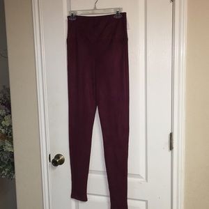 High waist burgundy wine leggings suede like S/M
